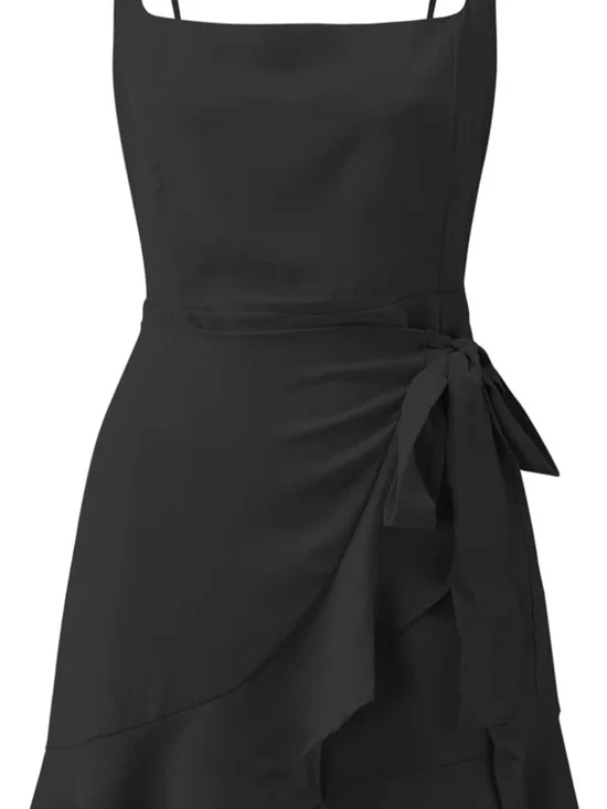 The Impeccable Pig Black Ruffle-Trim Spaghetti Strap Mini Dress - Picture 3 of 6